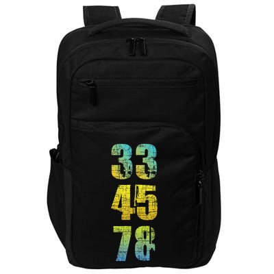 33 45 78 Vinyl Records Music Lover Record Collector Impact Tech Backpack
