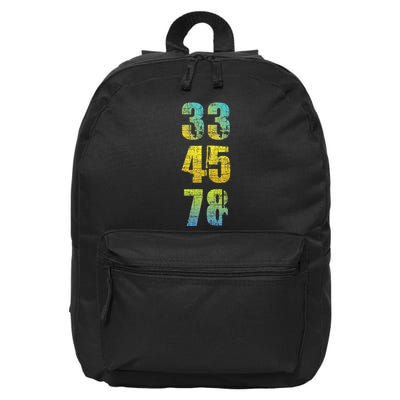 33 45 78 Vinyl Records Music Lover Record Collector 16 in Basic Backpack