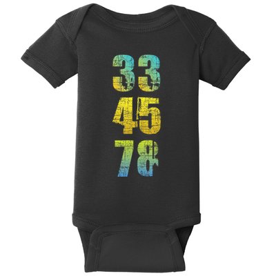 33 45 78 Vinyl Records Music Lover Record Collector Baby Bodysuit