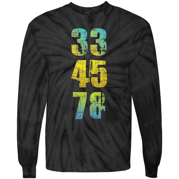 33 45 78 Vinyl Records Music Lover Record Collector Tie-Dye Long Sleeve Shirt