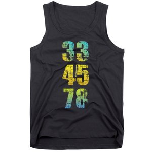 33 45 78 Vinyl Records Music Lover Record Collector Tank Top