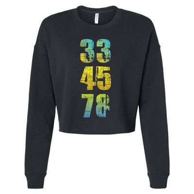 33 45 78 Vinyl Records Music Lover Record Collector Cropped Pullover Crew