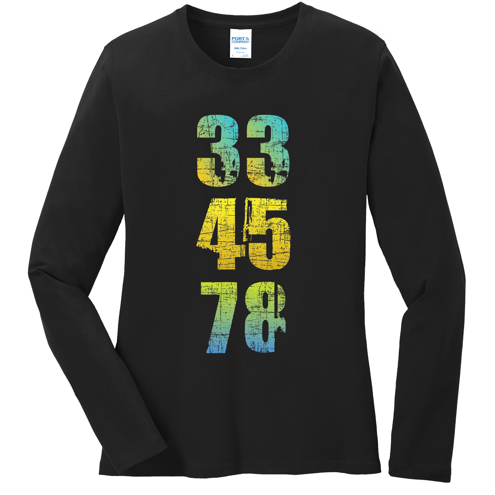 33 45 78 Vinyl Records Music Lover Record Collector Ladies Long Sleeve Shirt