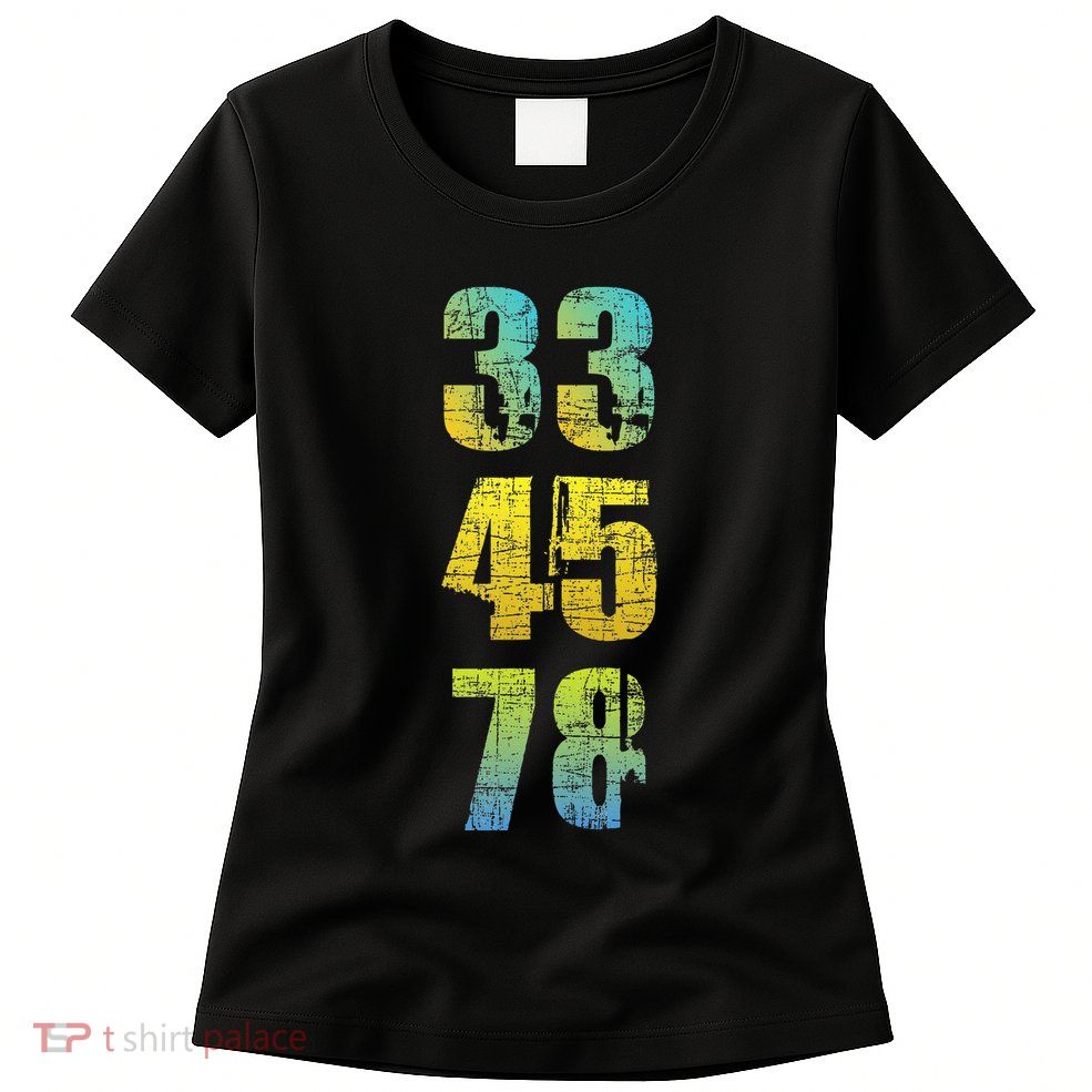 33 45 78 Vinyl Records Music Lover Record Collector Womens T-Shirt