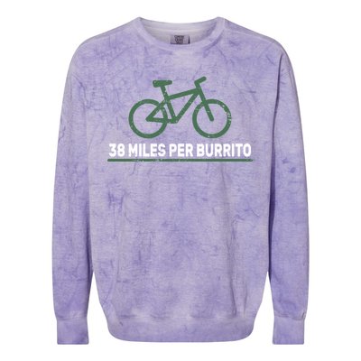 38 Miles Per Burrito Bike Ride Colorblast Crewneck Sweatshirt