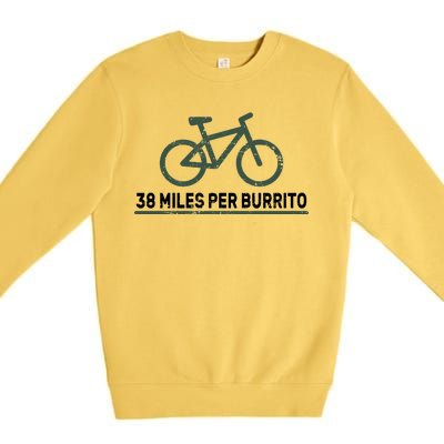 38 Miles Per Burrito Bike Ride Premium Crewneck Sweatshirt