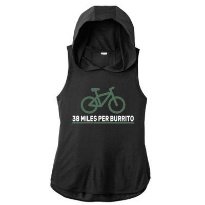 38 Miles Per Burrito Bike Ride Ladies PosiCharge Tri-Blend Wicking Draft Hoodie Tank