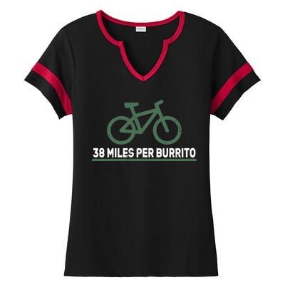 38 Miles Per Burrito Bike Ride Ladies Halftime Notch Neck Tee