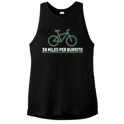 38 Miles Per Burrito Bike Ride Ladies PosiCharge Tri-Blend Wicking Tank