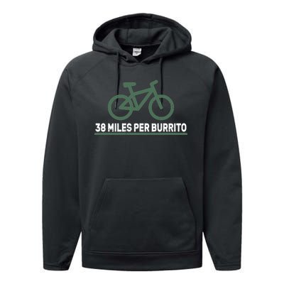 38 Miles Per Burrito Bike Ride Performance Fleece Hoodie