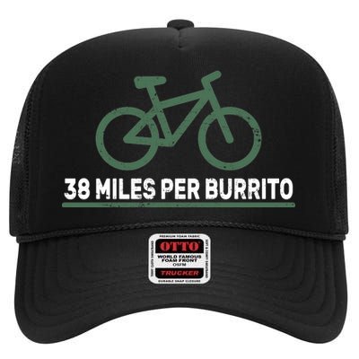 38 Miles Per Burrito Bike Ride High Crown Mesh Back Trucker Hat