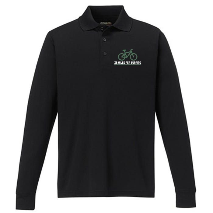 38 Miles Per Burrito Bike Ride Performance Long Sleeve Polo