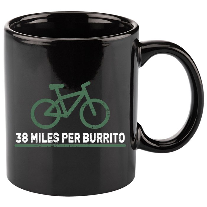 38 Miles Per Burrito Bike Ride 11oz C Handle Ceramic Mug
