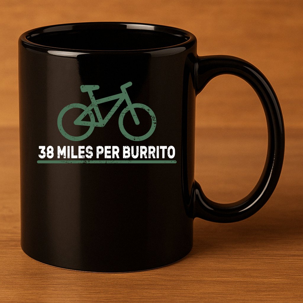 38 Miles Per Burrito Bike Ride 11oz C Handle Ceramic Mug