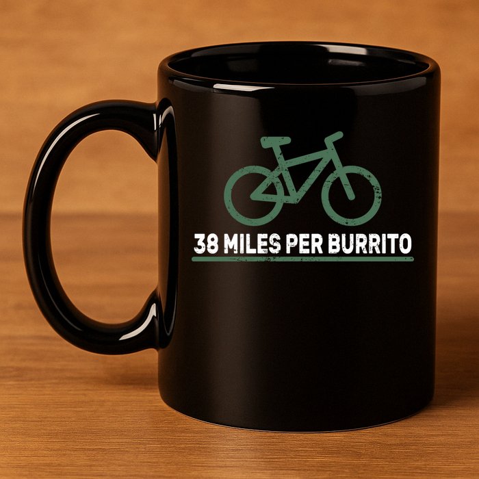 38 Miles Per Burrito Bike Ride 11oz C Handle Ceramic Mug