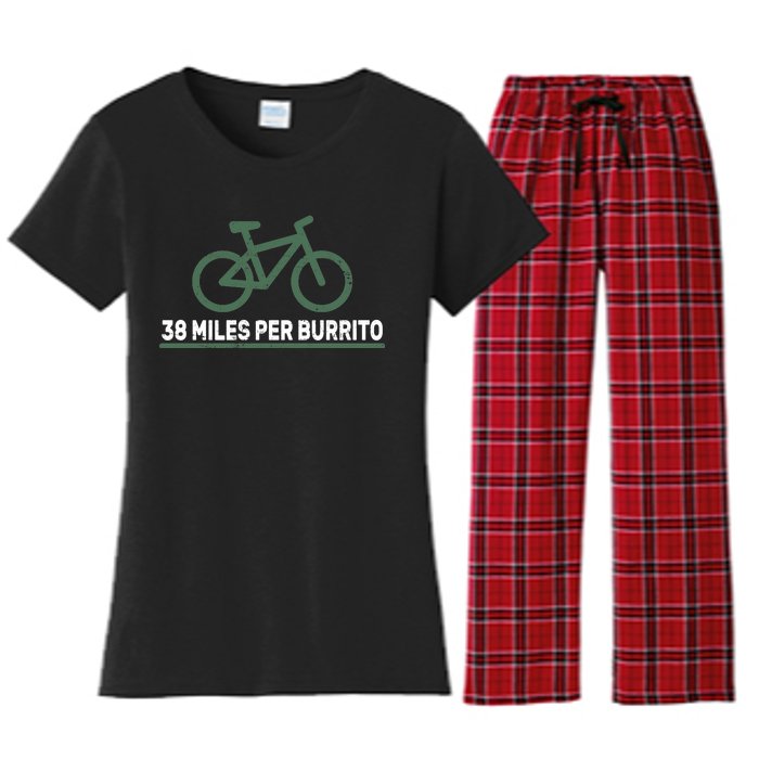 38 Miles Per Burrito Bike Ride Women's Flannel Pajama Set