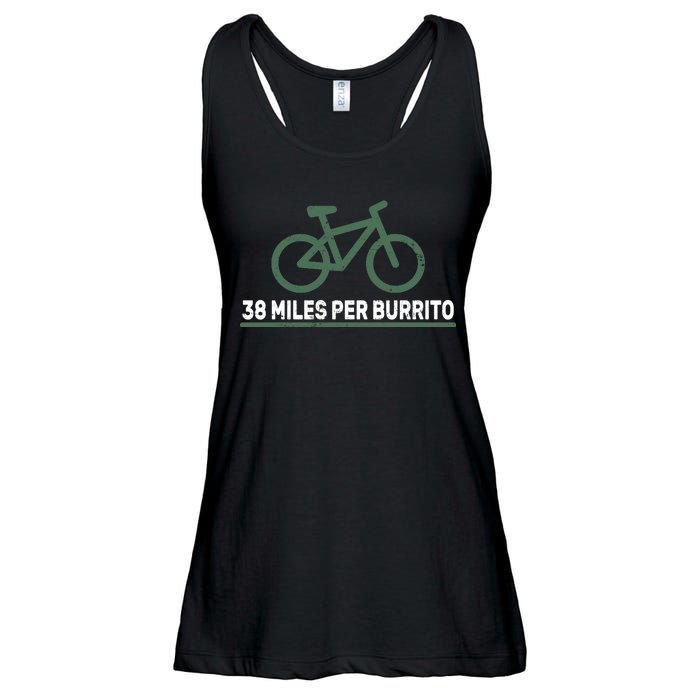 38 Miles Per Burrito Bike Ride Ladies Essential Flowy Tank