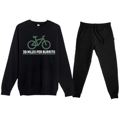 38 Miles Per Burrito Bike Ride Premium Crewneck Sweatsuit Set