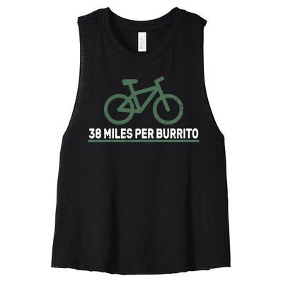 38 Miles Per Burrito Bike Ride Women's Racerback Cropped Tank