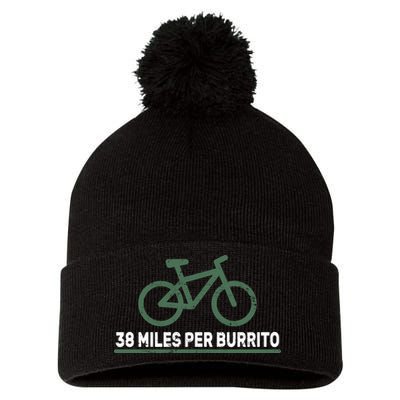 38 Miles Per Burrito Bike Ride Pom Pom 12in Knit Beanie