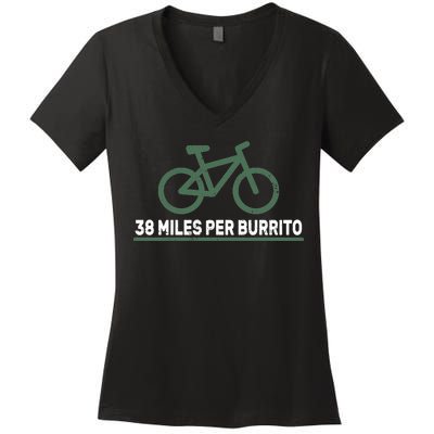 38 Miles Per Burrito Bike Ride Women's V-Neck T-Shirt