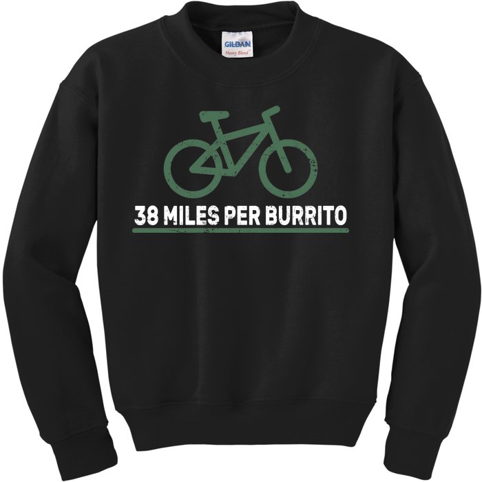 38 Miles Per Burrito Bike Ride Kids Sweatshirt