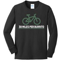 38 Miles Per Burrito Bike Ride Kids Long Sleeve Shirt