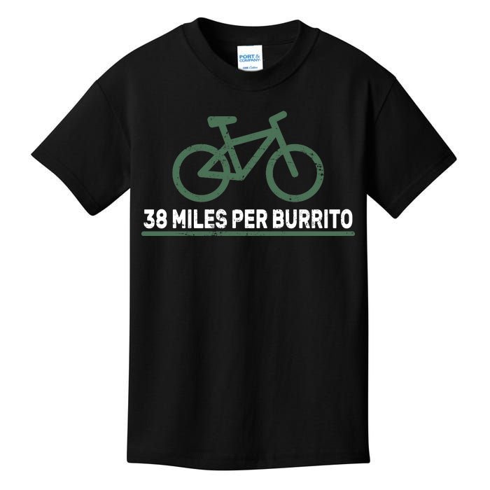 38 Miles Per Burrito Bike Ride Kids T-Shirt