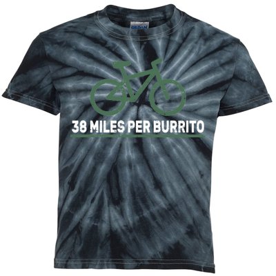 38 Miles Per Burrito Bike Ride Kids Tie-Dye T-Shirt