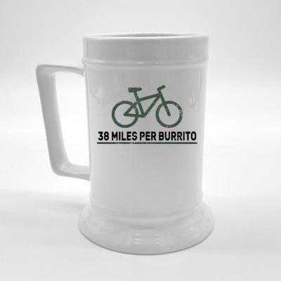 38 Miles Per Burrito Bike Ride Beer Stein