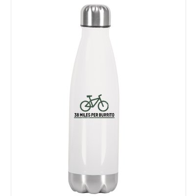 38 Miles Per Burrito Bike Ride Stainless Steel Insulated Water Bottle