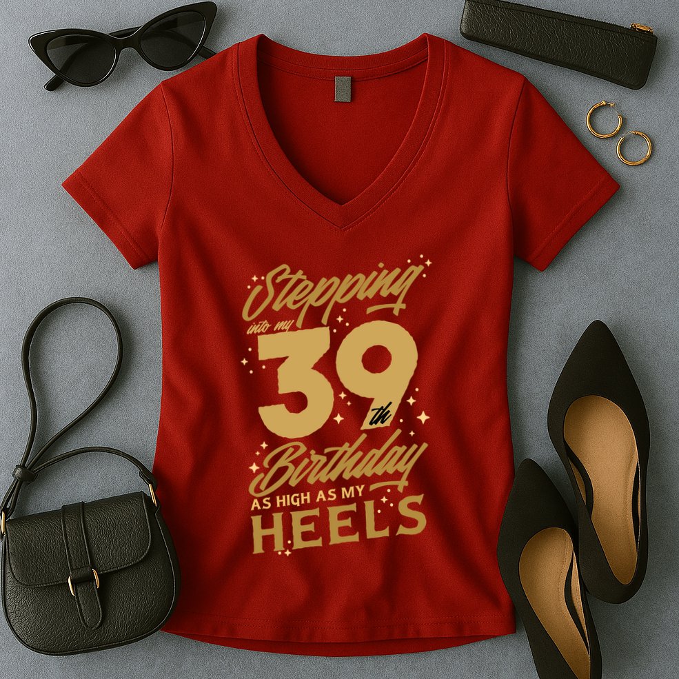 39th Birthday High Heels Women's V-Neck T-Shirt