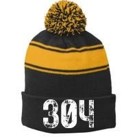 304 Area Code West Virginia Mobile Telephone Area Code 304 Stripe Pom Pom Beanie