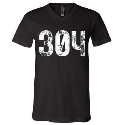 304 Area Code West Virginia Mobile Telephone Area Code 304 V-Neck T-Shirt