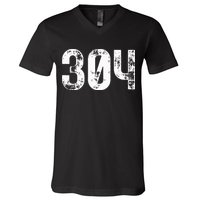 304 Area Code West Virginia Mobile Telephone Area Code 304 V-Neck T-Shirt