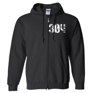 304 Area Code West Virginia Mobile Telephone Area Code 304 Full Zip Hoodie