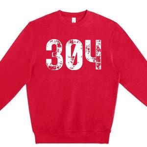 304 Area Code West Virginia Mobile Telephone Area Code 304 Premium Crewneck Sweatshirt