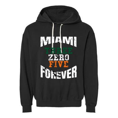 305 Area Code Three Zero Five Miami Garment-Dyed Fleece Hoodie