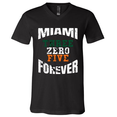 305 Area Code Three Zero Five Miami V-Neck T-Shirt