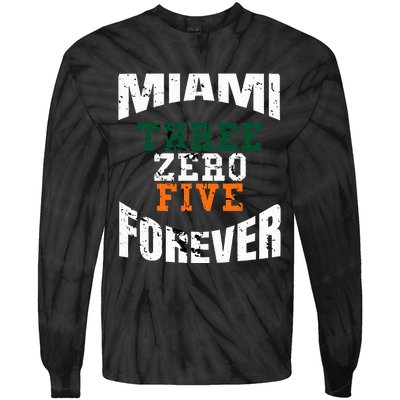 305 Area Code Three Zero Five Miami Tie-Dye Long Sleeve Shirt