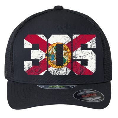 305 Area Code Flag Of Florida Miamidade County Flexfit Unipanel Trucker Cap