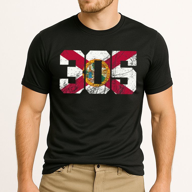 305 Area Code Flag Of Florida Miamidade County Performance Shirt