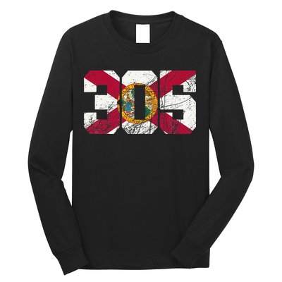305 Area Code Flag Of Florida Miamidade County Long Sleeve Shirt