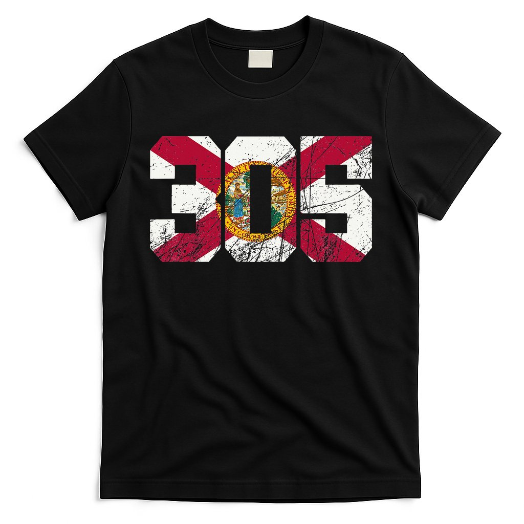 305 Area Code Flag Of Florida Miamidade County T-Shirt