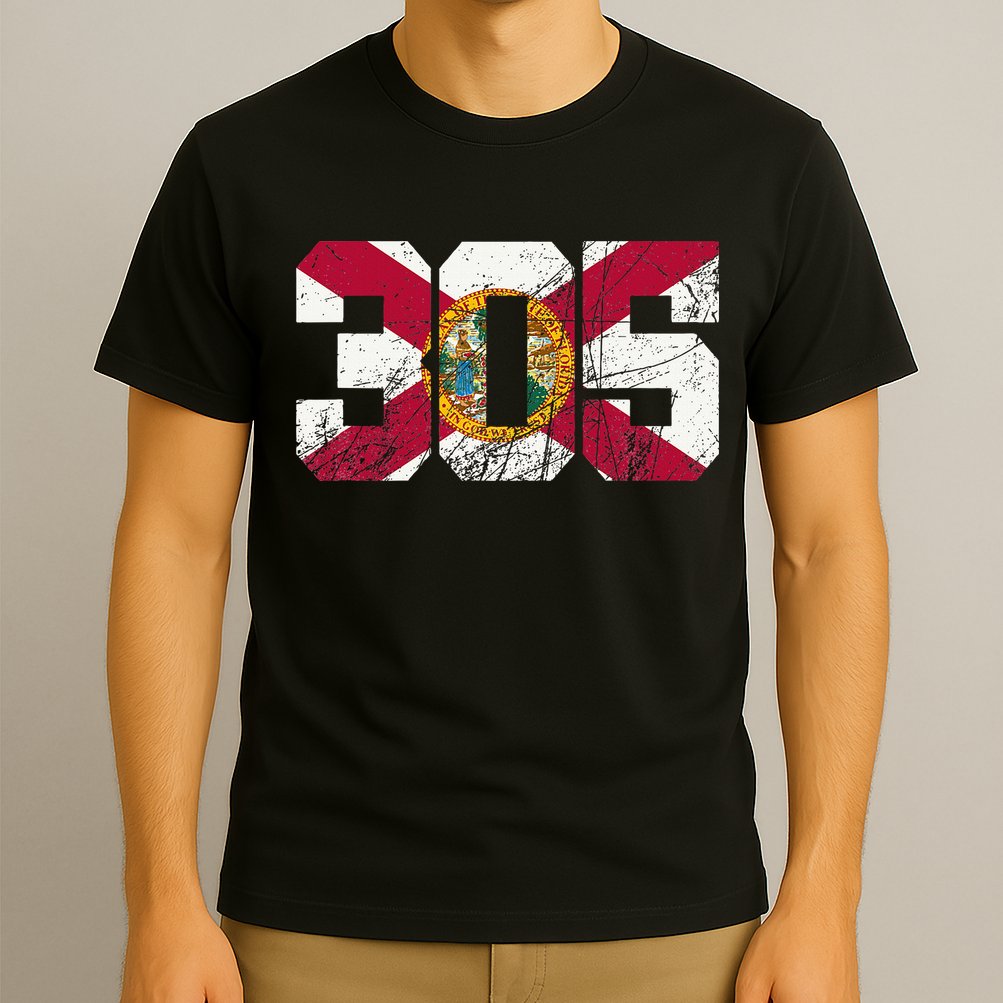 305 Area Code Flag Of Florida Miamidade County T-Shirt
