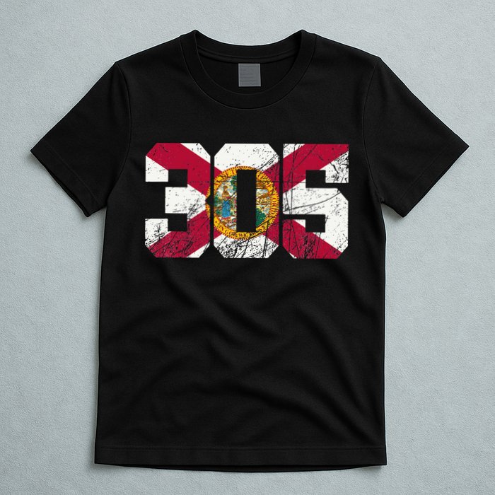 305 Area Code Flag Of Florida Miamidade County T-Shirt