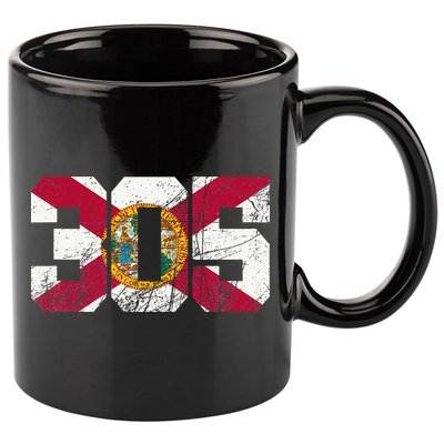 305 Area Code Flag Of Florida Miamidade County 11oz C Handle Ceramic Mug