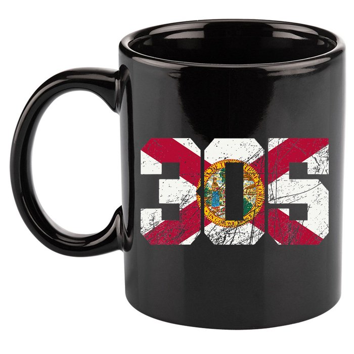 305 Area Code Flag Of Florida Miamidade County 11oz C Handle Ceramic Mug