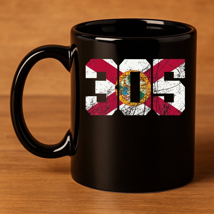 305 Area Code Flag Of Florida Miamidade County 11oz C Handle Ceramic Mug