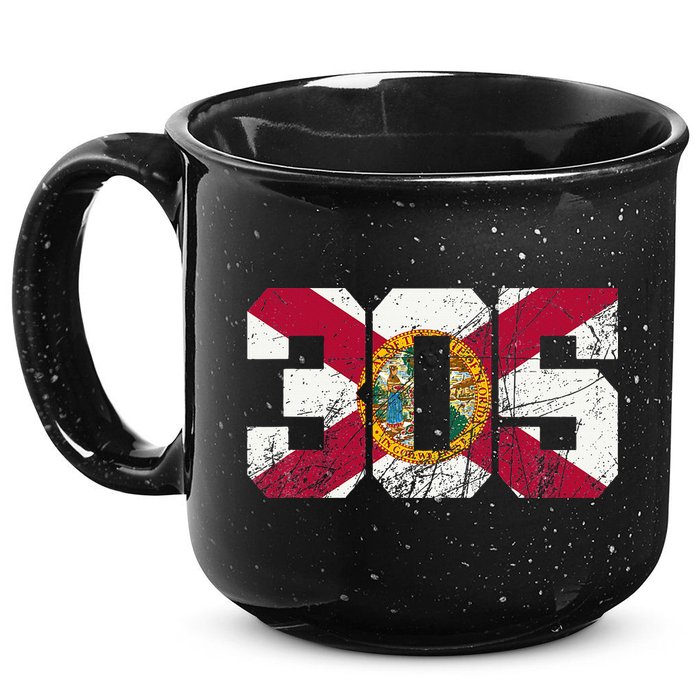 305 Area Code Flag Of Florida Miamidade County 15oz Campfire Ceramic Mug